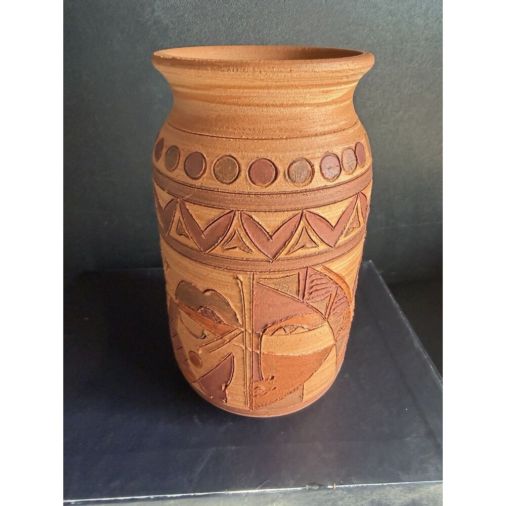 Vintage incised Southwest Native American style terracotta vase